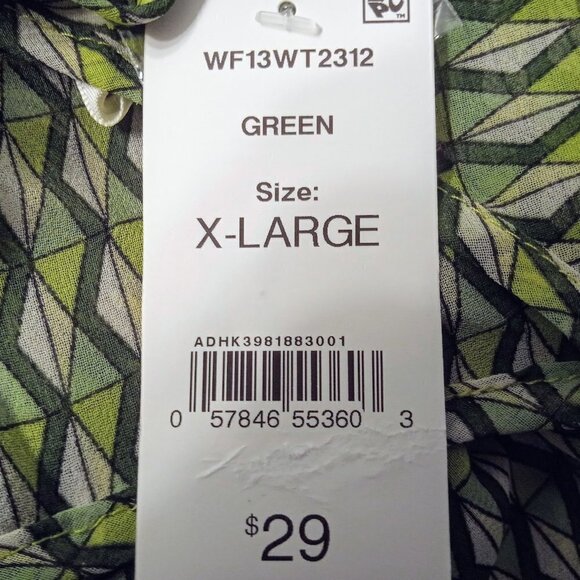 Joe Fresh Sheer Chevron Green Print Top - Picture 6 of 7